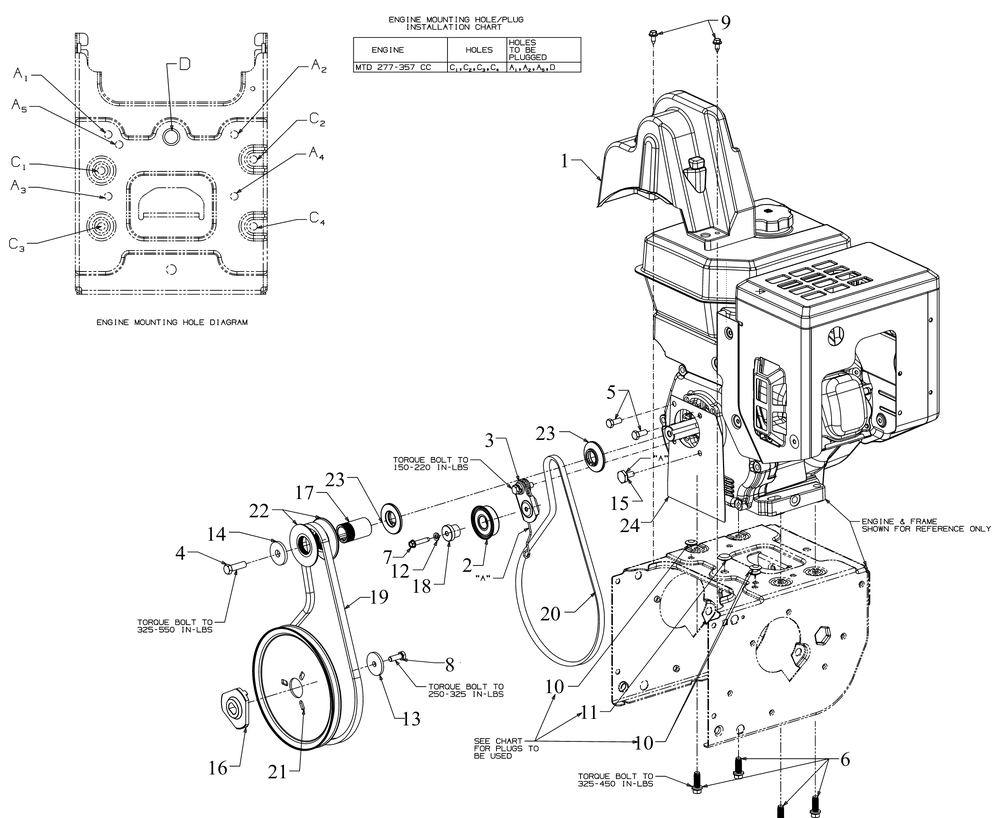 Engine Drive Diagram and Parts List for 2X28-INCHHP (31AH54ST710)(2016) Cub Cadet Snow Blower